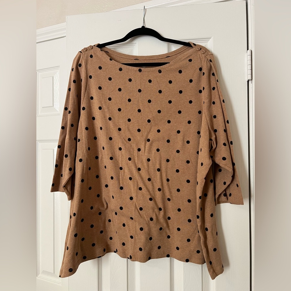 Lands End Polka Dot Boat Neck Nautical Top size 24/26